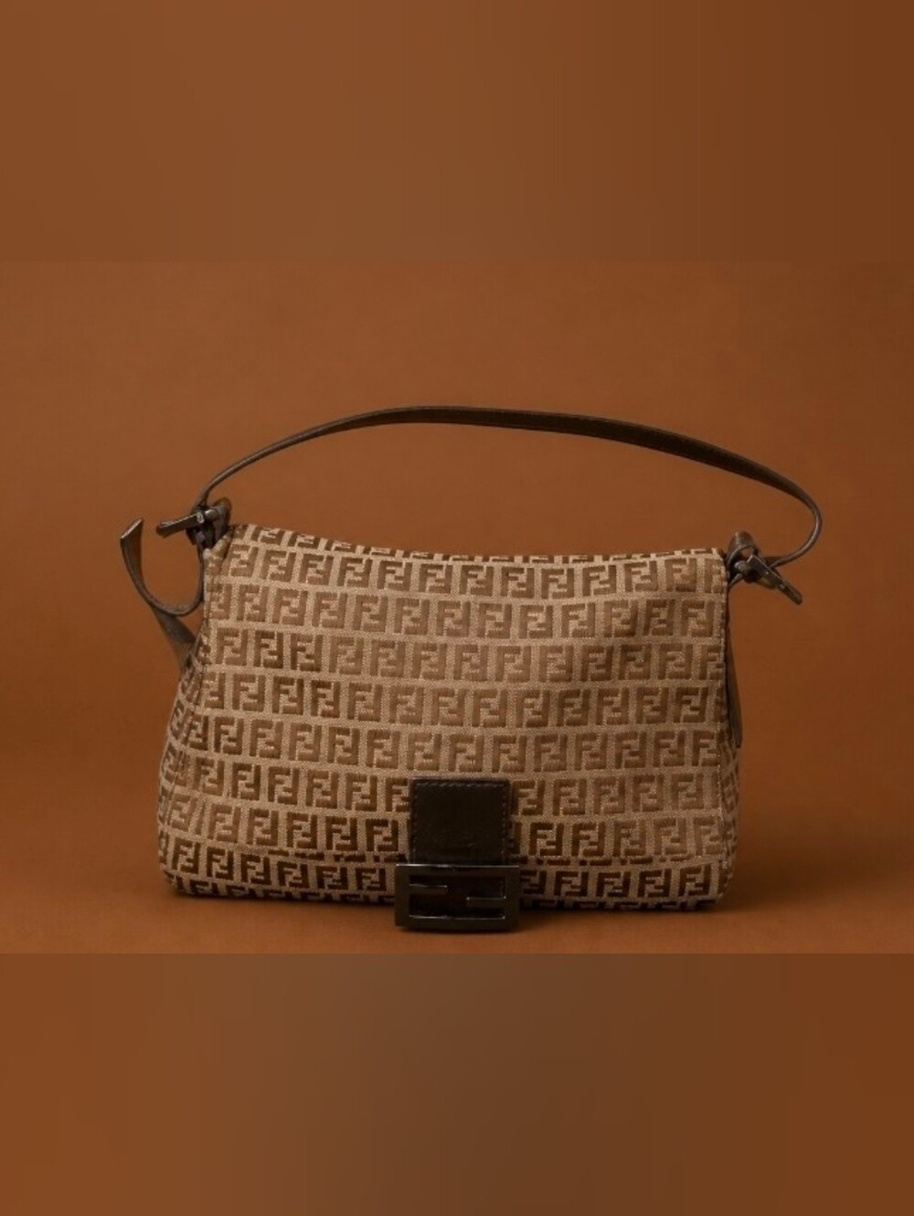 Fendi Zucchino Baguette Shoulder Bag